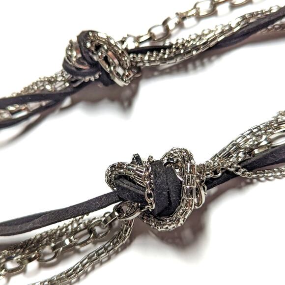 Trendy Layered Multi Strand Silver Tone Chain Statement Necklace NWT - Picture 3 of 3